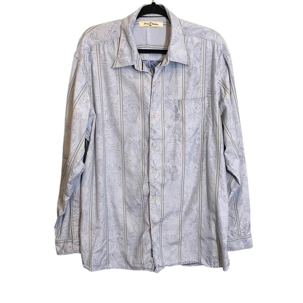 Tommy Bahama Men's Long Sleeve Silk Blend Hawaiian Button Down Size XL